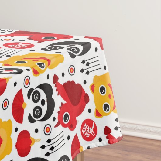 Glückliche Katze, Drache und Panda der China Tischdecke (Beispiel)