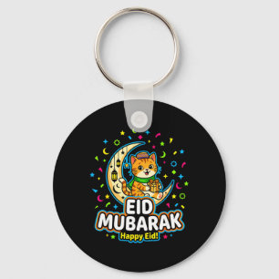 Glückliche Katze Eid Mubarak für muslimische Kinde Schlüsselanhänger