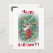 glückliche Katze Feiertagspostkarte (Vorne/Hinten)