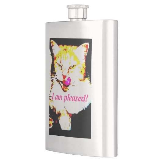 glückliche Katze Flachmann (Links)