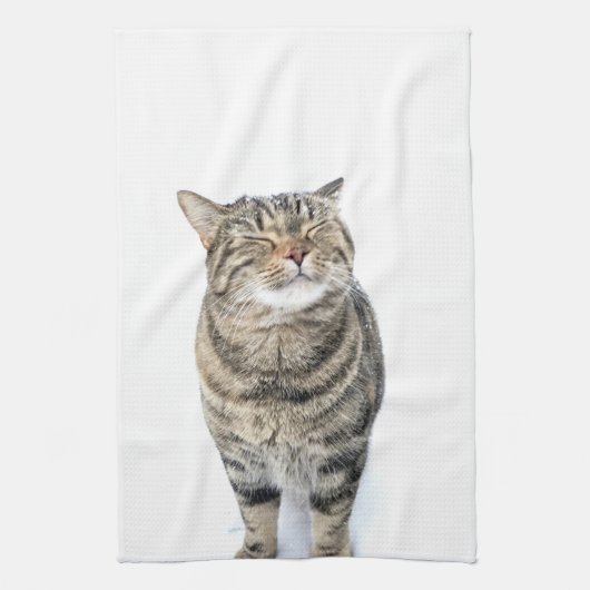 Glückliche Katze Geschirrtuch (Vertikal)