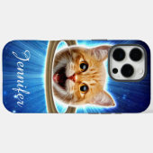 Glückliche Katze im Weltraum. Case-Mate iPhone Hülle (Rückseite (Horizontal))
