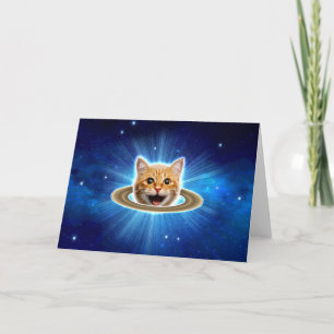 Glückliche Katze im Weltraum. Karte
