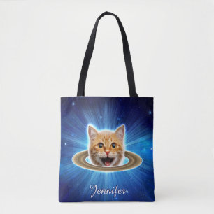 Glückliche Katze im Weltraum. Tasche