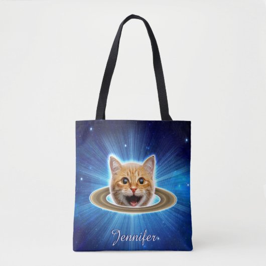 Glückliche Katze im Weltraum. Tasche (Vorderseite)