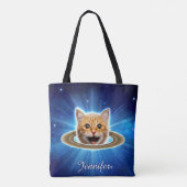 Glückliche Katze im Weltraum. Tasche (Rückseite)