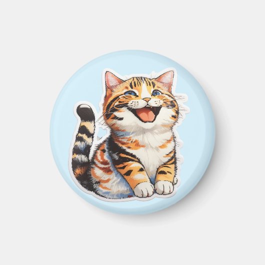 Glückliche Katze Magnet (Vorne)