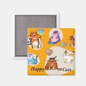 Glückliche Katze Magnet Goldfarben (Vorderseite/Rückseite)