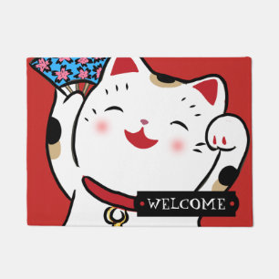 Glückliche Katze maneki neko Fußmatte
