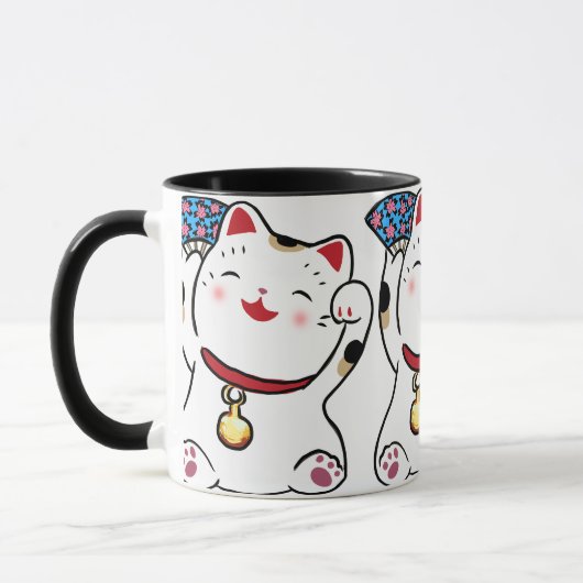 Glückliche Katze Maneki Neko Tasse (Links)