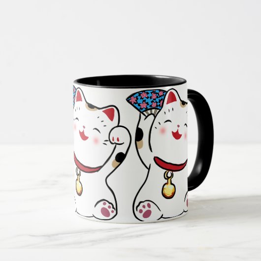 Glückliche Katze Maneki Neko Tasse (VorderseiteRechts)