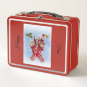 glückliche Katze Metall Brotdose (Vorderseite)