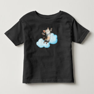 Glückliche Katze spielt in Wolken Kleinkind T-shirt
