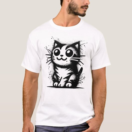 Glückliche Katze T-Shirt (Vorderseite)