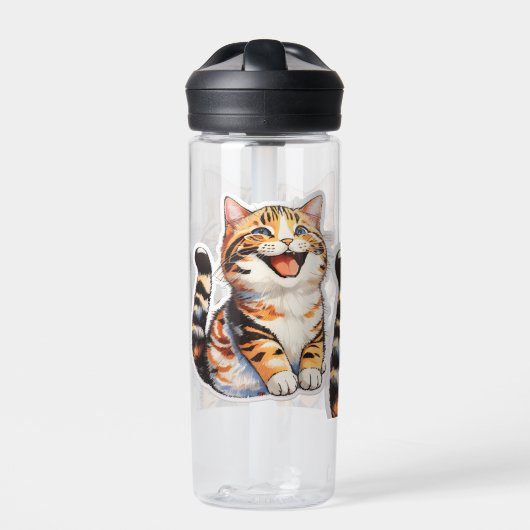 Glückliche Katze Trinkflasche (Vorderseite)