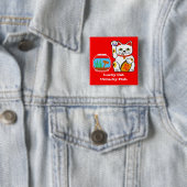 Glückliche Katze. Unglückliche Fische Button (Beispiel)