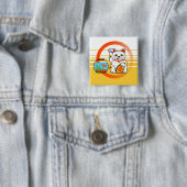 Glückliche Katze. Unglückliche Fische Button (Beispiel)