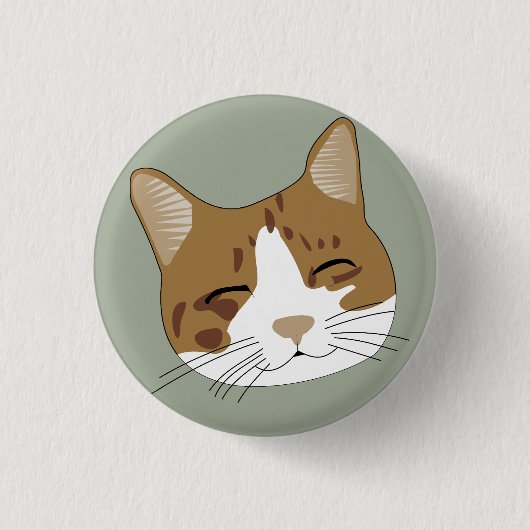 Glückliche Katze zeichnen Button (Vorderseite)