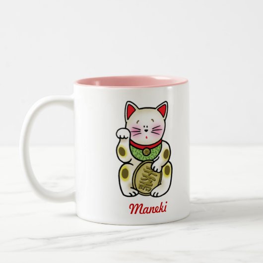Glückliche Katze Zweifarbige Tasse (Links)