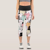 Glückliche Katzen Capri Leggings (Vorderseite)