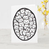 Glückliche Katzen-Gesichter Karte (Gelbe Blume)