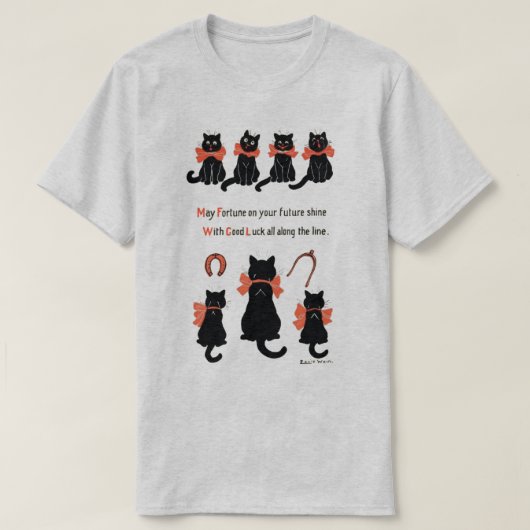 Glückliche Katzen, Louis Wain T-Shirt (Design vorne)