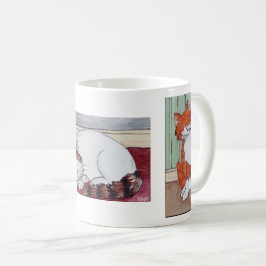 Glückliche Katzen-Tasse Kaffeetasse (VorderseiteRechts)