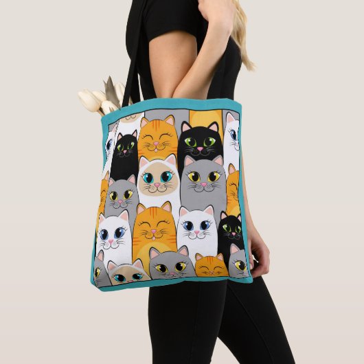 Glückliche Katzen Tragetasche Tasche (Von Nahem)