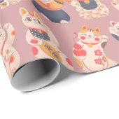 Glückliche Katzen Wrapping Paper Geschenkpapier (Rolleneckpunkt)