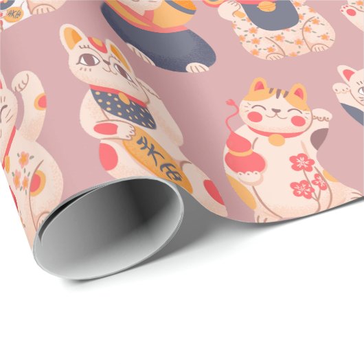 Glückliche Katzen Wrapping Paper Geschenkpapier (Rolleneckpunkt)