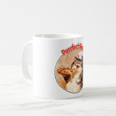 Glückliche Katzenköchin mit Pizza Kaffeetasse (Vorderseite Links)