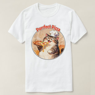 Glückliche Katzenköchin mit Pizza T-Shirt