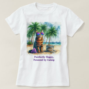 Glückliche Katzenminze Katze Lustige Katzenliebhab T-Shirt