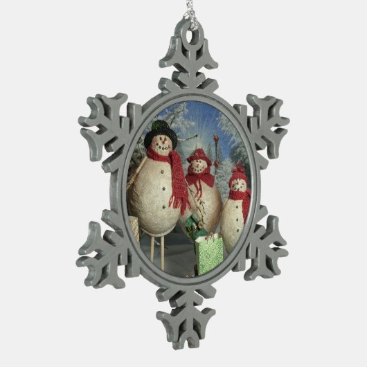 Glückliche Käufer Schneeflocken Zinn-Ornament (Links)