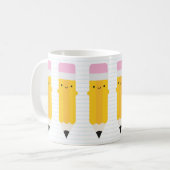 Glückliche Kawaii-Stifte Kaffeetasse (Vorderseite Links)