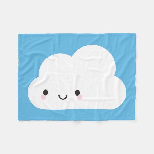 Glückliche Kawaii Wolke Fleecedecke (Vorderseite (Horizontal))