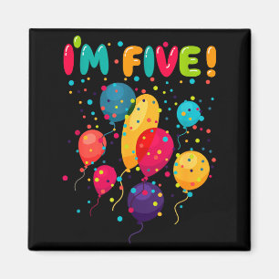 Glückliche Kinder 5 fünf Geburtstagsfeier Ballons Magnet
