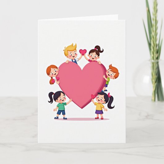 Glückliche Kinder Liebende Herzen Karte (Vorderseite)