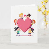 Glückliche Kinder Liebende Herzen Karte (Gelbe Blume)