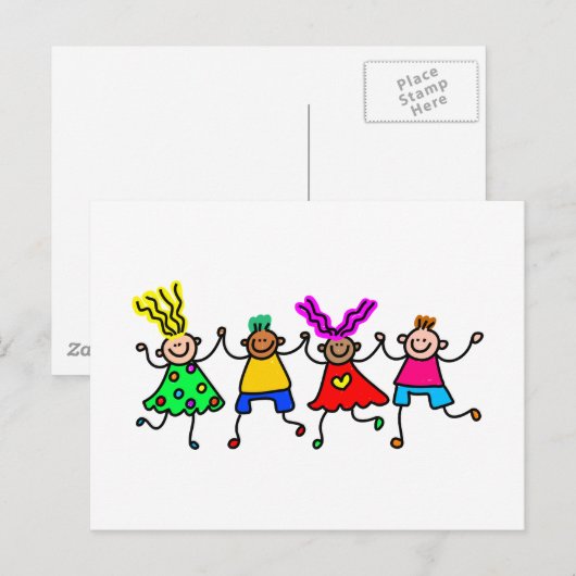 Glückliche Kinder Postkarte (Vorne/Hinten)
