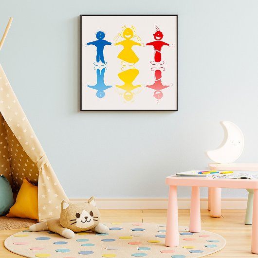 Glückliche Kinder Silhouetten Poster