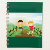 Glückliche Kinder spielen draußen Planer (Vorderseite)