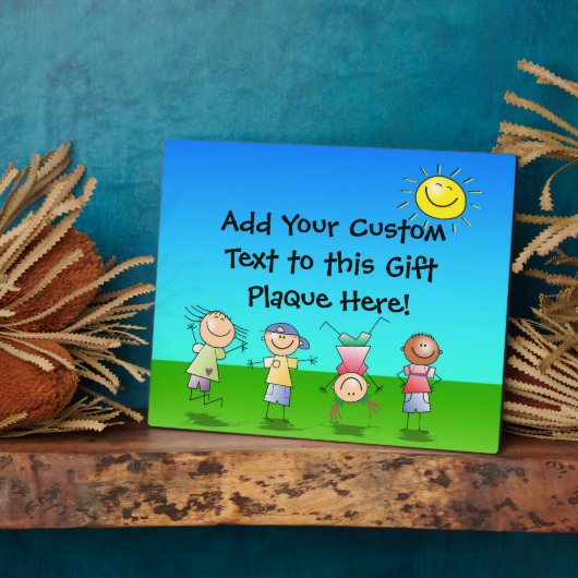 Glückliche Kinder spielen in der Sonne, Kinder dra Fotoplatte (Seite)