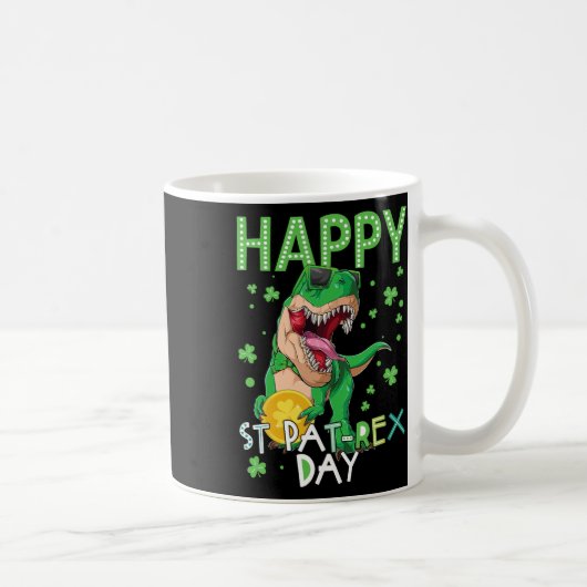 Glückliche Kinder St. Patrick's Day T-Rex Dinosaur Kaffeetasse (Rechts)