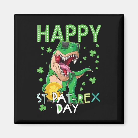 Glückliche Kinder St. Patrick's Day T-Rex Dinosaur Magnet (Vorne)