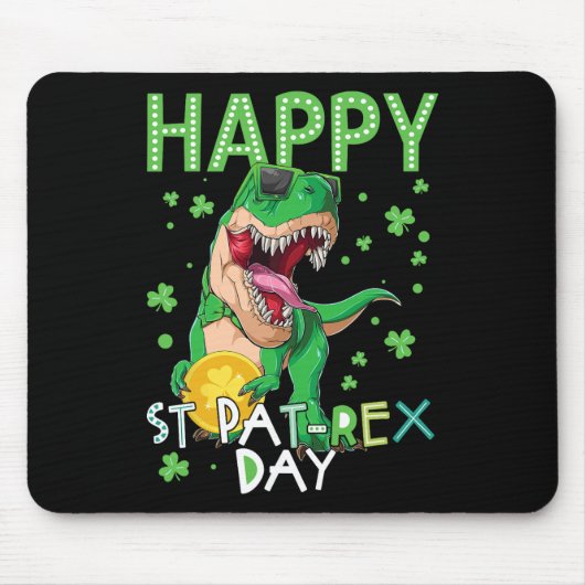 Glückliche Kinder St. Patrick's Day T-Rex Dinosaur Mousepad (Vorne)