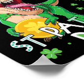 Glückliche Kinder St. Patrick's Day T-Rex Dinosaur Poster (Ecke)