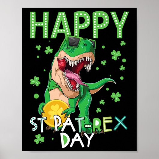 Glückliche Kinder St. Patrick's Day T-Rex Dinosaur Poster (Vorne)