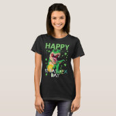 Glückliche Kinder St. Patrick's Day T-Rex Dinosaur T-Shirt (Vorne ganz)