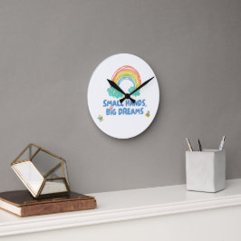 Glückliche Kinder Tag Kleine Hände, große Träume Runde Wanduhr